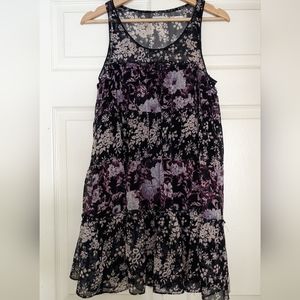 Urban Outfitters Kimchi Blue Blue Floral Pattern Tiered Mini Dress